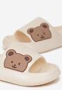 Beżowe Klapki Basenowe na Grubej Podeszwie z Misiem Vossel
