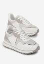 Białe Sneakersy Przed Kostkę z Grubą Podeszwą i Metalicznymi Zdobieniami Azaya