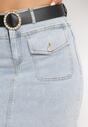 Jasnoniebieska Spódnica z Jeansu Mini z Kieszeniami Krey