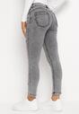 Jasnoszare Jeansy Skinny z Motylkami i Efektem Push Up Elenatia