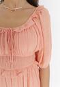 Pomarańczowa Rozkloszowana Mini Sukienka o Fasonie Hiszpanki w Stylu Boho Eligale