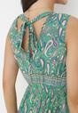 Jasnozielona Sukienka Maxi z Kopertowym Dekoltem ze Wzorem Paisley z Wiskozy Sarine