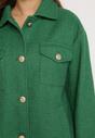 Zielony Jednorzędowy Płaszcz Wełniany z Guzikami Ahmia
