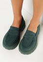 Zielone Mokasyny na Grubej Podeszwie Sedvige
