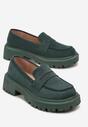 Zielone Mokasyny na Grubej Podeszwie Sedvige