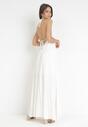 Biała Rozkloszowana Sukienka Maxi z Wiązaniem na Szyi Cathenia