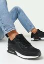 Czarno-Białe Sneakersy na Grubej Podeszwie z Wstawką Denni