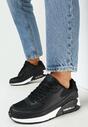Czarno-Białe Sneakersy na Grubej Podeszwie z Wstawką Denni