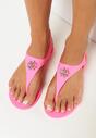 Różowe Sandały Japonki na Płaskiej Podeszwie z Metalową Ozdobą Acagia