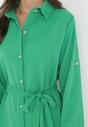 Zielona Sukienka Koszulowa z Wiązanym Paskiem Dekitte
