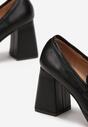Czarne Półbuty na Słupku i Platformie z Kwadratowym Noskiem Anala