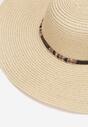 Jasnobeżowy Szeroki Kapelusz Słomiany z Wiązaniem Snapia