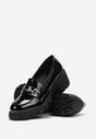 Czarne Mokasyny na Niskim Słupku z Klamerką Prospene