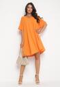 Pomarańczowa Sukienka o Fasonie Nietoperza z Wiązaniem na Plecach Miken