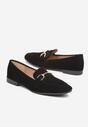 Czarne Mokasyny na Płaskiej Podeszwie z Klamerką Casperlys