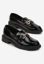 Czarne Lakierowane Mokasyny z Klamrą w Cyrkonie Kililah