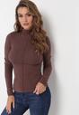 Brązowy Sweter Golf o Dopasowanym Kroju Ryler