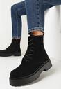 Czarne Botki Workery na Grubej Podeszwie Olfrona