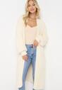 Jasnobeżowy Puchaty Kardigan Niezapinany Anders