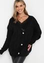 Czarny Kardigan z Warkoczykowym Splotem Aaronni