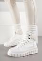 Białe Botki na Platformie z Futerkiem Dorcva