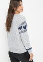 Szary Dzianinowy Sweter w Serca Ritavem