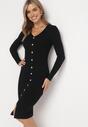 Czarna Sweterkowa Sukienka z Prążkowanej Dzianiny Laziah