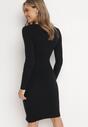 Czarna Sweterkowa Sukienka z Prążkowanej Dzianiny Laziah