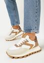 Beżowo-Brązowe Sneakersy na Grubej Podeszwie Minba