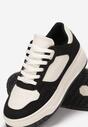Beżowo-Czarne Sneakersy na Platformie z Perforacją Wansa