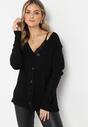Czarny Kardigan z Warkoczykowym Splotem Marianns