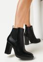 Czarne Botki na Słupku z Elastyczną Wstawką Sarahil