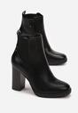 Czarne Botki na Słupku z Elastyczną Wstawką Sarahil
