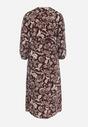 Brązowa Sukienka Maxi o Rozkloszowanym Fasonie w Modny Print Renni