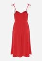 Czerwona Rozkloszowana Sukienka na Ramiączkach z Rozcięciem Sveame