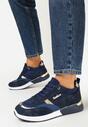 Granatowe Sneakersy Ozdobione Brokatem Nephela