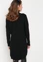 Czarna Sweterkowa Sukienka z Golfem i Asymetrycznym Dołem Elisane