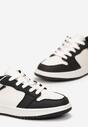 Czarno-Beżowe Sznurowane Buty Sportowe na Płaskiej Podeszwie Dodatkowo Zapinane na Rzep Babes
