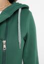 Zielona Ocieplona Bluza z Asymetrycznym Suwakiem i Kapturem Rivana
