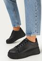 Czarne Sneakersy przed Kostkę na Platformie Semirane