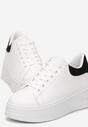 Biało-Czarne Sneakersy przed Kostkę na Platformie Semirane