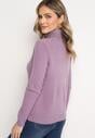 Fioletowy Gładki Sweter Golf o Dopasowanym Kroju z Błyszczącą Nitką Sillas