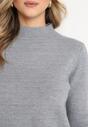 Szary Sweter z Elastycznego Materiału Ozdobiony Metaliczną Nitką Sannita