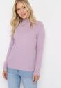 Fioletowy Klasyczny Sweter Golf ze Ściągaczami na Rękawach Cunna