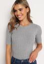 Szara Bluzka z Krótkim Rękawem z Elastycznymi Ściągaczami Stellana
