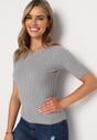 Szara Bluzka z Krótkim Rękawem z Elastycznymi Ściągaczami Stellana