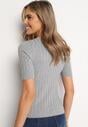 Szara Bluzka z Krótkim Rękawem z Elastycznymi Ściągaczami Stellana