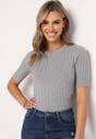 Szara Bluzka z Krótkim Rękawem z Elastycznymi Ściągaczami Stellana