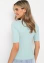 Jasnoniebieska Bluzka z Krótkim Rękawem z Elastycznymi Ściągaczami Stellana