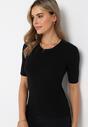 Czarna Bluzka z Krótkim Rękawem z Elastycznymi Ściągaczami Stellana
